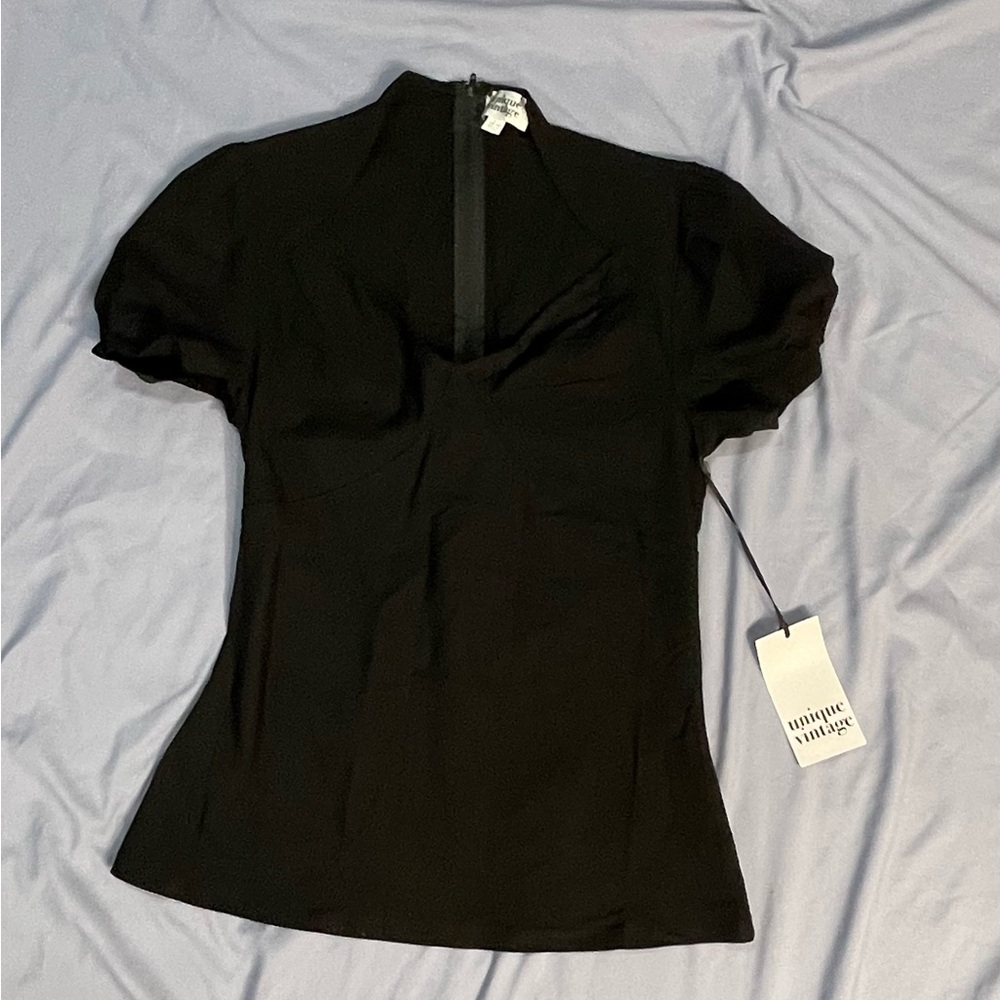 Unique Vintage Black Blouse large 10-12